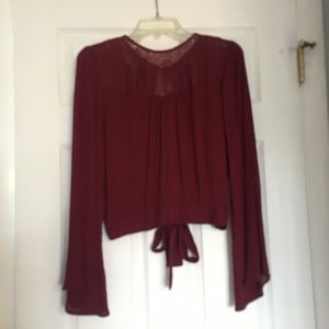 Burgundy bell sleeve top